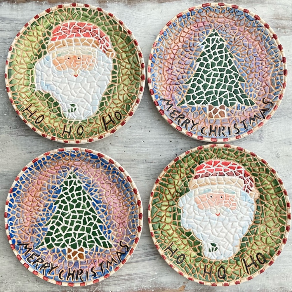 Mosaic Design Christmas Plates (4)